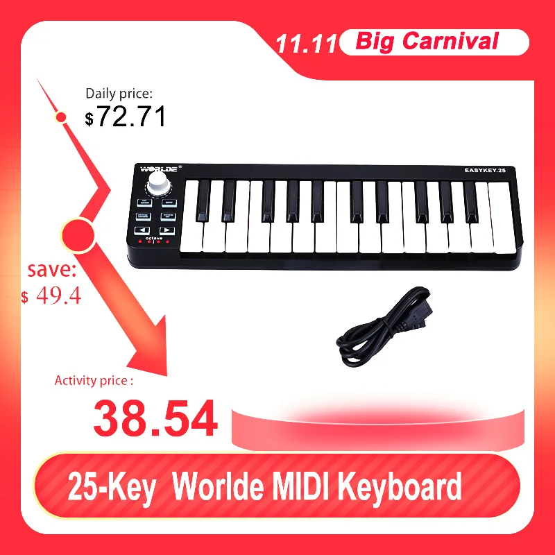 На выбор миди клавиатуры Easykey.25 Портативный мини 25 ключ USB MIDI контроллер