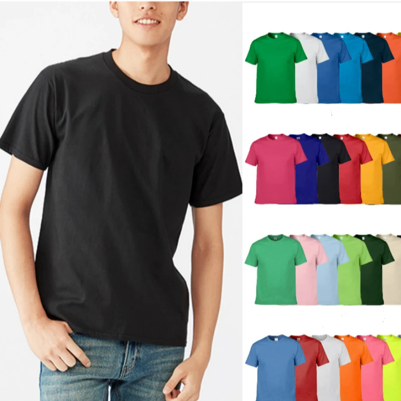 Fashion Solid Color T-shirt High Quality Men's Cotton Tshirt Multi Colors Unisex Casual Short Sleeves Tops Tees Plus Size XS-5XL | Мужская