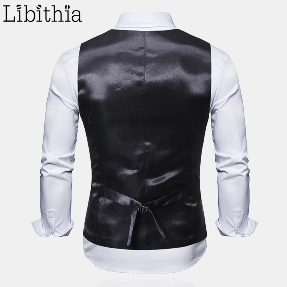 Libithia мужские модные костюмные жилеты с принтом двубортные повседневные без рукавов autumn осенняя одежда мужские серебристые золотые цвета A133