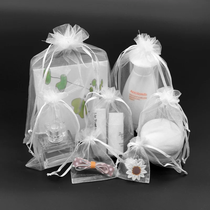 Artículos para fiestas 100Pcs Bolsas Saquitos Organza Boda Diámetro 26cm para Joyas Regalo Recuerdo Arroz Confeti Detalles Invitados Navidad Fiesta Bautizo con Cintas Blanco de leche vemax.es