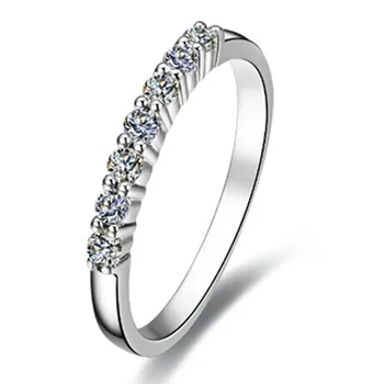 

F VS1 Test Positive 7 Stones White Gold Ring 14k 0.21CT Moissanite Carbon Wedding Band Ring Jewelry for Women Semi Mount Ring