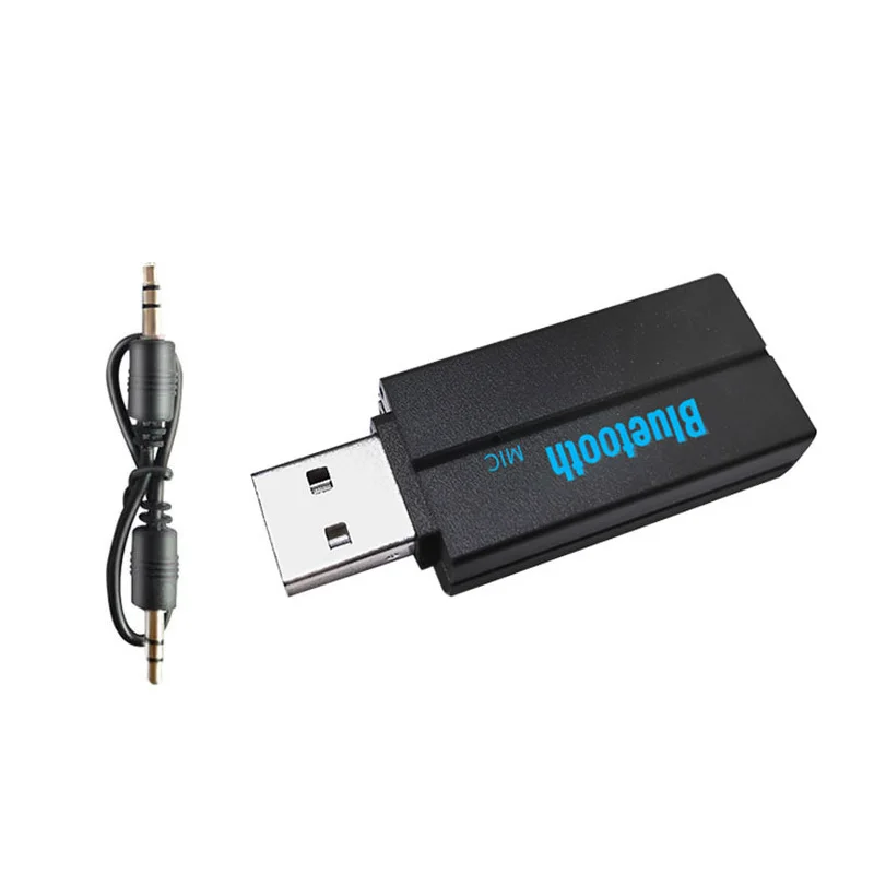 Bluetooth аудио приемник передатчик мини стерео Bluetooth AUX RCA USB 3,5 мм разъем для ТВ ПК автомобильный комплект беспроводной адаптер Поддержка TF - Цвет: Черный