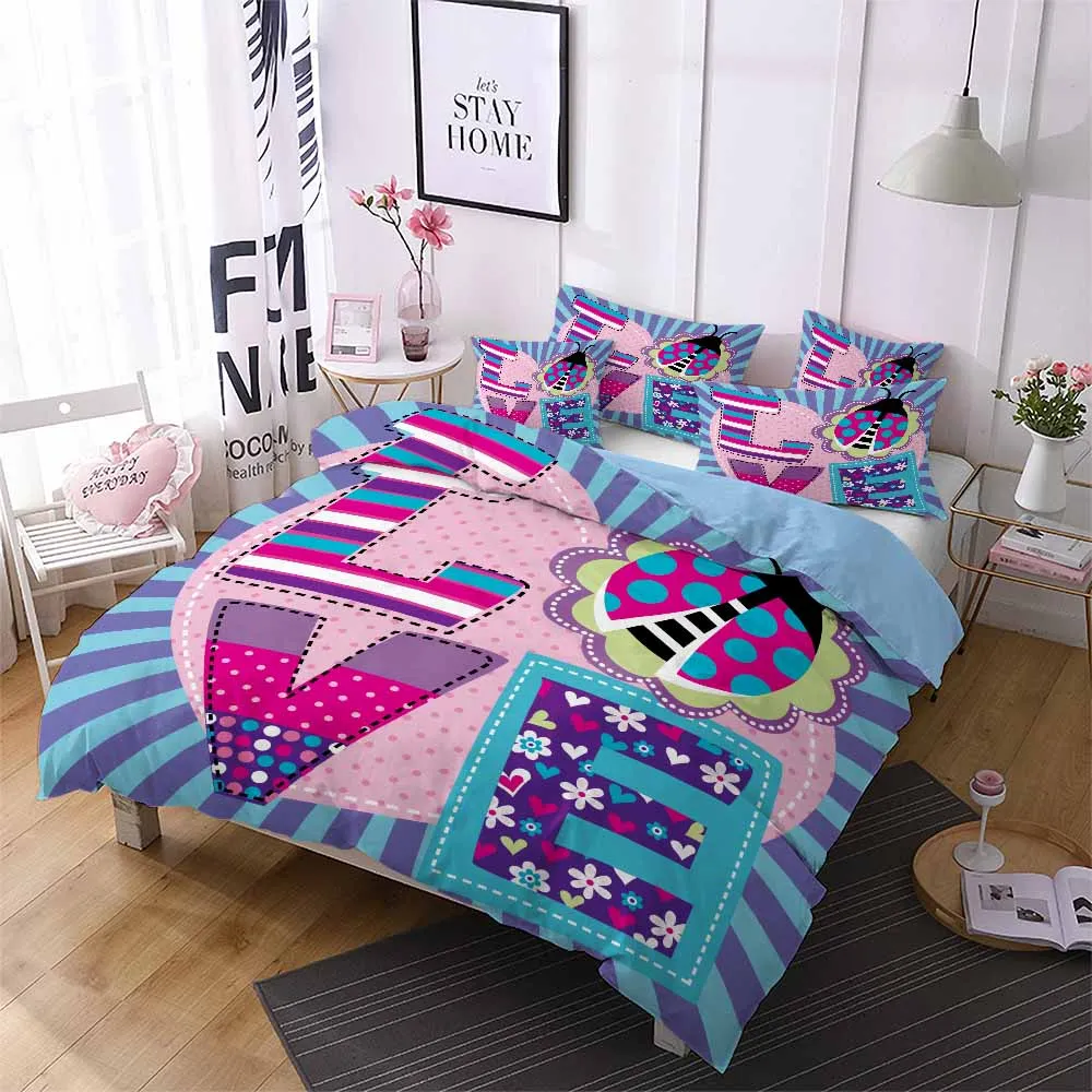 Lovely Seven Star Ladybug Bedding Collection Flower Insect Bedspread Pillowcase Double Queen's Quilt Cover Home Textile | Дом и сад