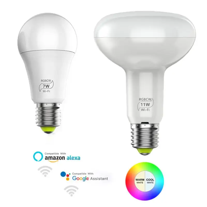 New Magic 7 / 11W E27 RGB WIFI Led Smart Bulb Light Wireless Home Automation Lamp 85-265V bulb Compatible with Alexa Google Home