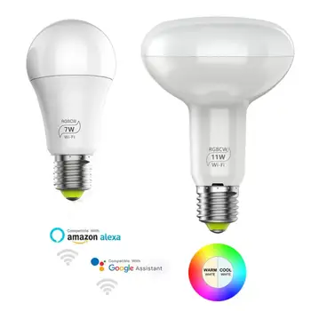 

New Magic 7 / 11W E27 RGB WIFI Led Smart Bulb Light Wireless Home Automation Lamp 85-265V bulb Compatible with Alexa Google Home