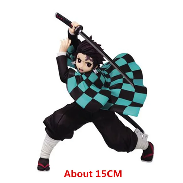 Аниме Статуэтка демон убийца Kimetsu no Yaiba Kamado Tanjirou Hashibira Inosuke Kamado Nezuko ПВХ фигурка коллекция игрушек - Цвет: Серебристый