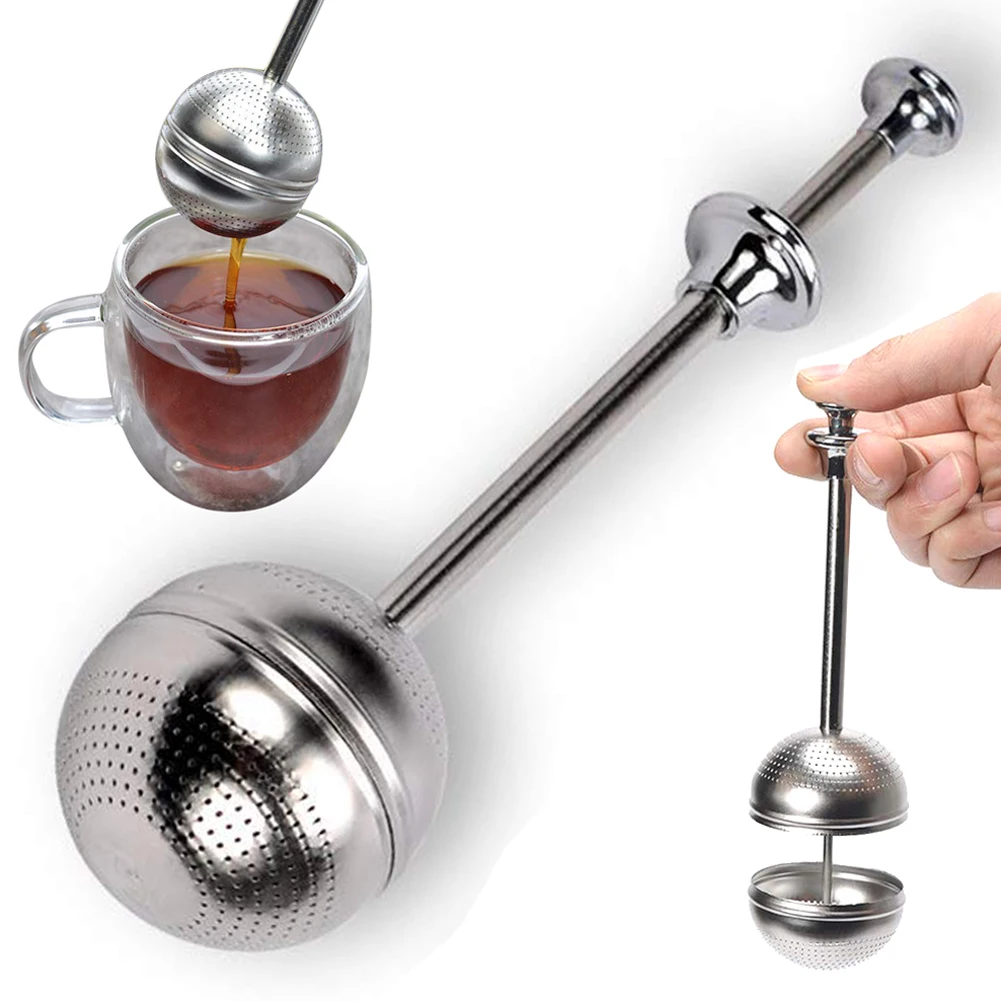 Ball Shape Stainless Steel Tea Infuser Strainer Handle Filter Durable Mesh Metal