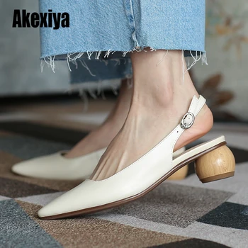 

Charming Elegant Sexy Genuine Leather Pointed Toe Women's Slingback High Heels Pump Sandals Shoes Dress Party Shoes s652