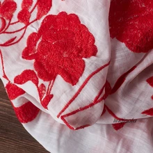 Рами вышитая ткань красное платье литературная Ретро высококачественная ткань для одежды Высококачественная льняная ткань