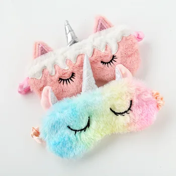 

1pc Unicorn Eye sleep Mask kids Cartoon Sleeping Mask Plush Eye Shade Cover Eyeshade Suitable For Travel Home Party
