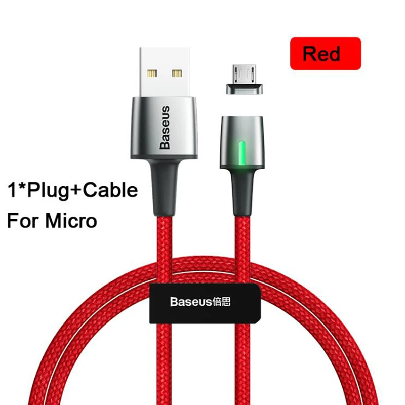 Baseus Магнитный usb type-C кабель для iPhone samsung кабель для быстрой зарядки Micro USB кабель для xiaomi redmi note huawei - Цвет: Red for Micro