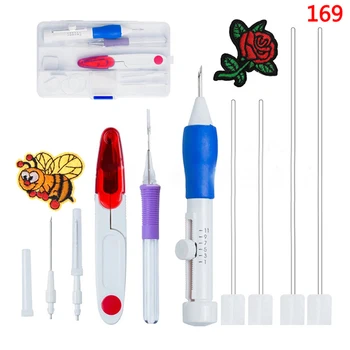 

High Quality Embroidery Starter Kit Full Set Magic Embroidery Pen Punch Needle Hoops Threads Stitching Punch Pen Set Craft Too