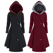 

Dress Large Hem Women Coat Single Breasted Autumn Winter Asymmetric Hooded Long Drap Elegant Coat Outerwear