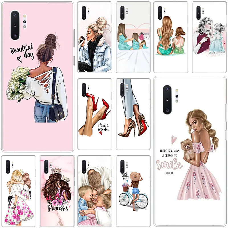 

Baby Mom Girl family Silicone Case for Samsung Galaxy S10E S10 5G S9 S8 S7 Edge Note 10 Plus 9 A9 A8 A7 A6 Plus 2018 A5 2017 TPU