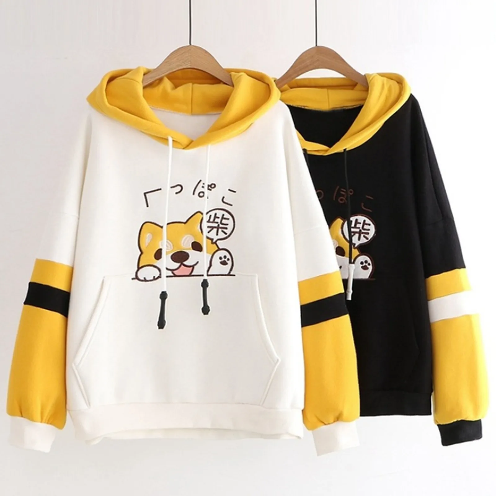 Harajuku Shiba Inu Kawaii Ear Felpa Con Cappuccio Felpa Donna Giapponese Akita Cute Dog Printed Felpe Con Cappuccio Top Pullover Abbigliamento Moletom