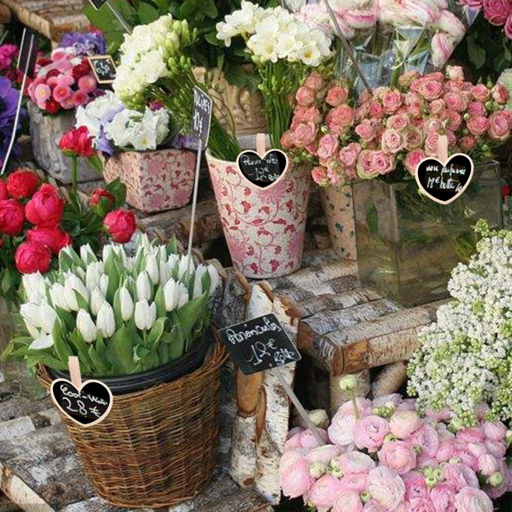 10Pcs/Set Mini Heart Wooden Chalk Blackboard Chalkboard Wedding Notice Signs Wedding Venue Decorations Craft