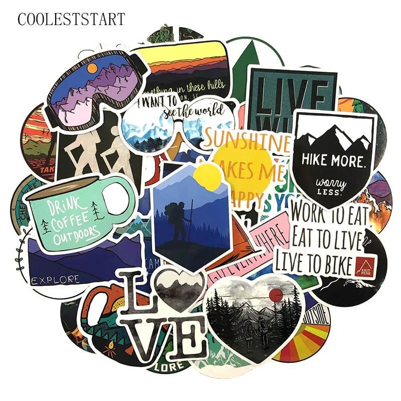 50 Pcs set Interesting Outdoor Adventure Stickers For Motorcycle font b Phone b font Skateboards Laptop