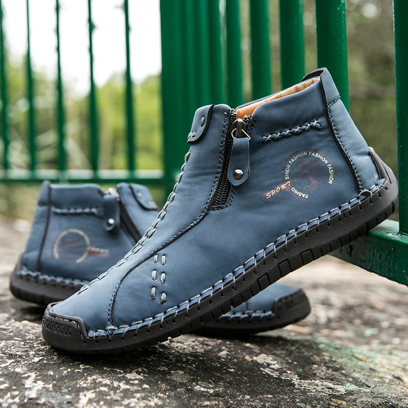 KEZZLY Men's Outdoor Shoes With Zippers Fashion casual men's shoes men sneakers outdoor boots