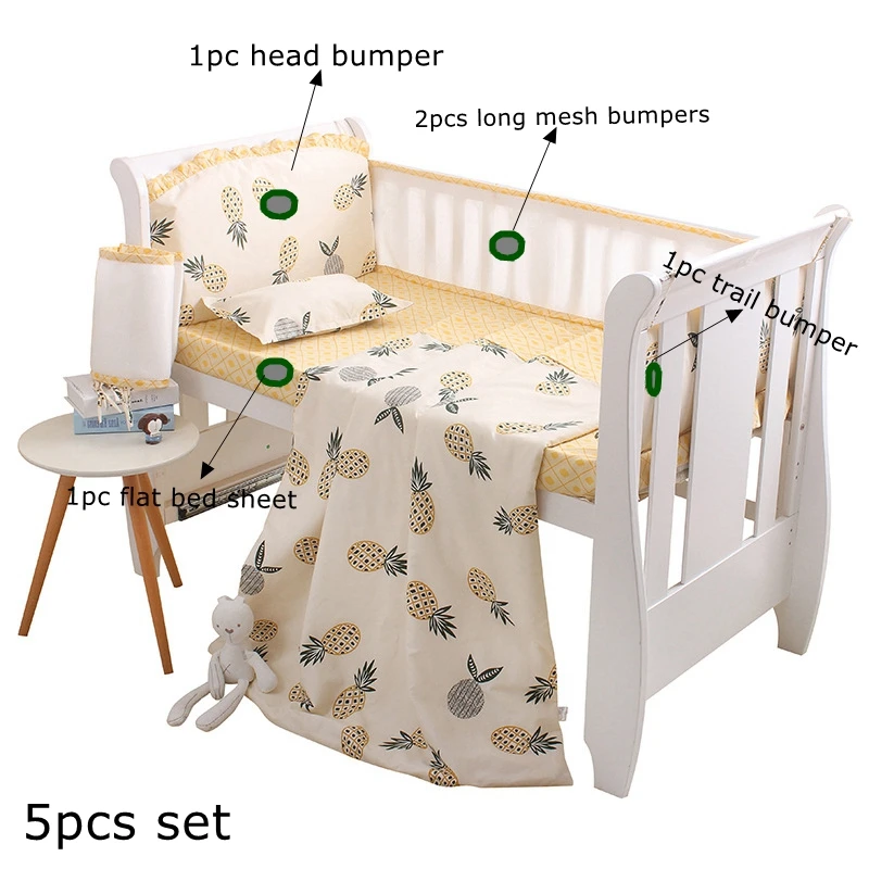 Ins Classic Crib Surrounding Bumpers Summer Breathable Cotton Newborn Cot Side Protector Children's Bedding Package Baby Bedding (4)