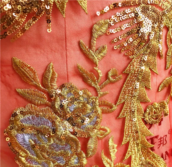 Large Peacock Sequin Lace Fabric Appliques Sew On Patches For Dress Clothes Embroidery Mesh Lace Trim Diy Clothing Accessories