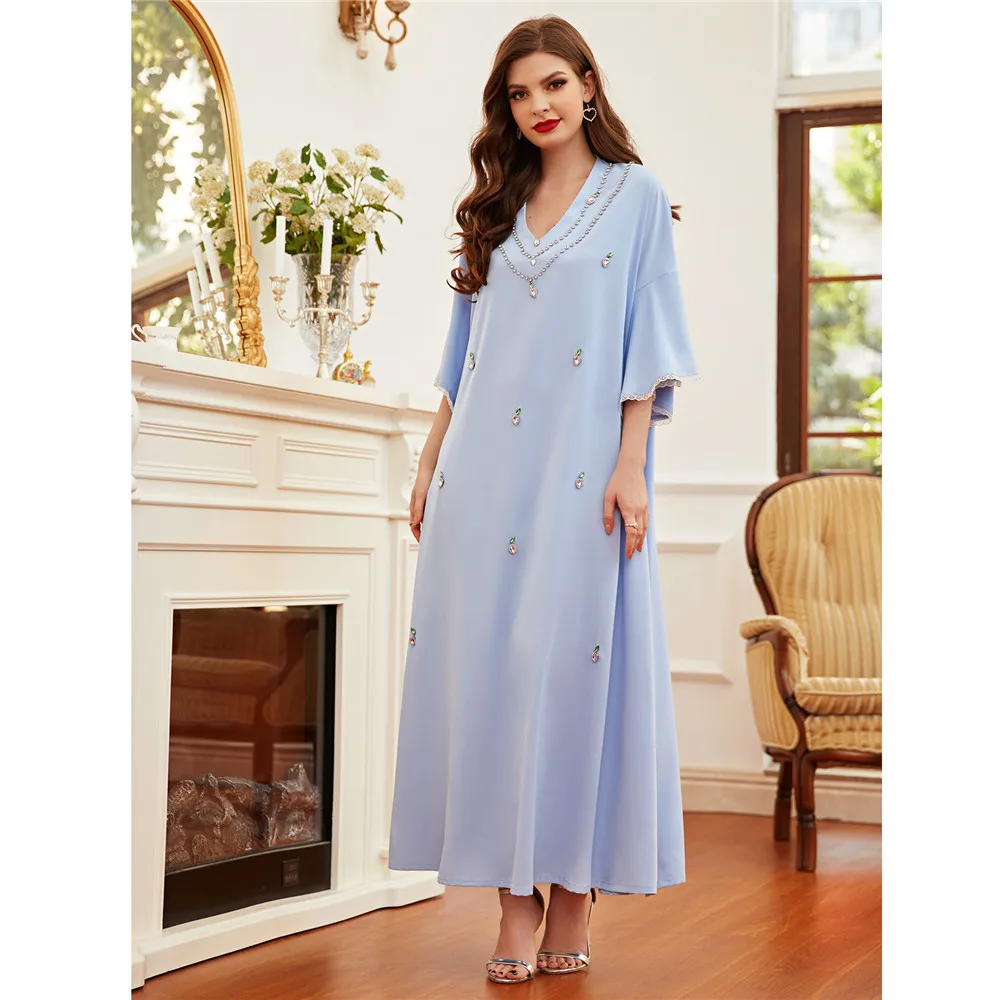 여성아바야 모로코 여성을 위한 라인석 아바야롱 맥시드레스, 이슬람 아랍 로브, 루즈 가운, 파티용 카프탄 및 두바이 이드 라마단 여성아바야 모로코 여성을 위한 라인석 아바야롱 맥시드레스, 이슬람 아랍 로브, 루즈 가운, 파티용 카프탄 및 두바이 이드 라마단