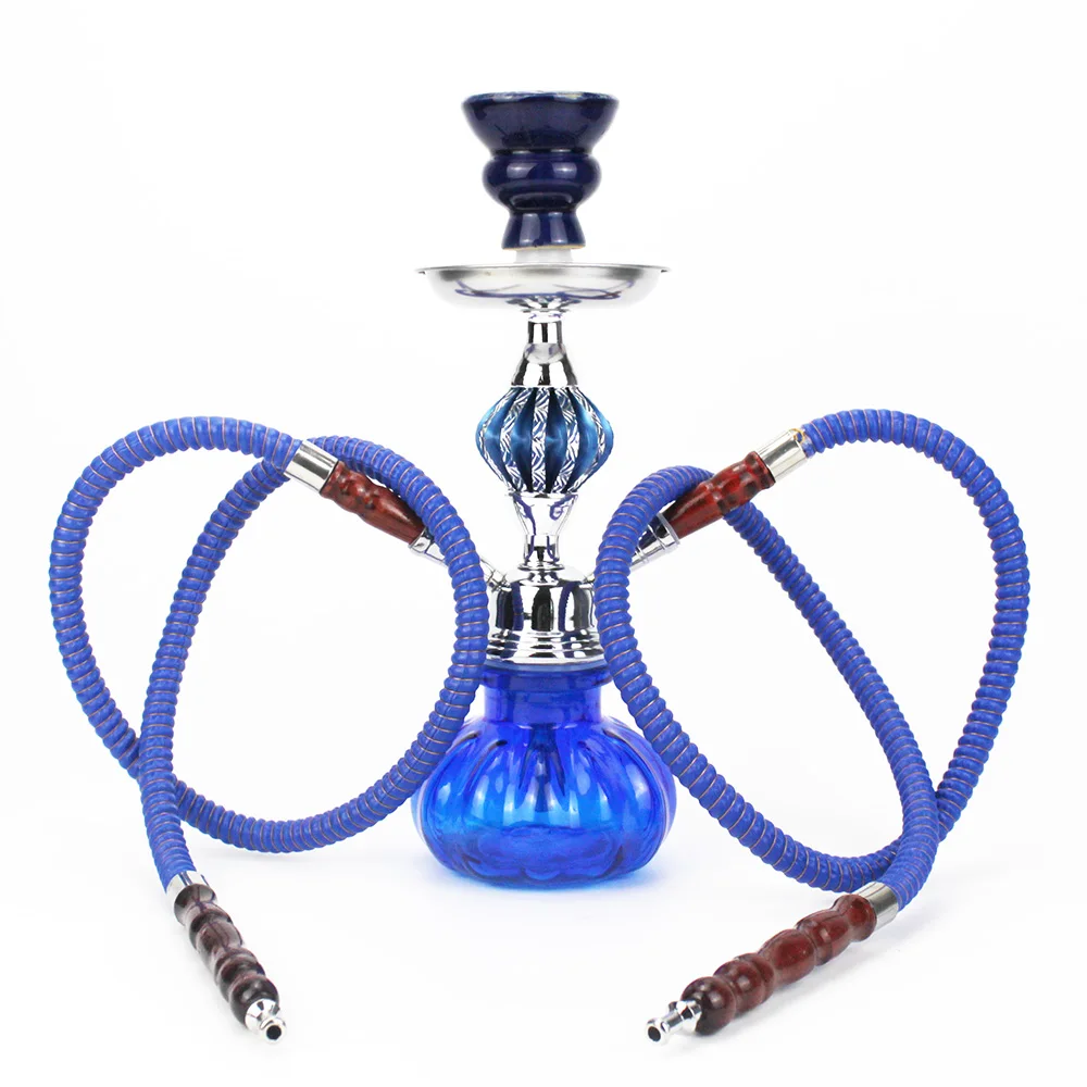 Glass Shisha Set Ceramic Bowl Single or double pipe Synthetic Leather Hose Metal Charcoal Tongs Narguile Sheesha Hookah Set