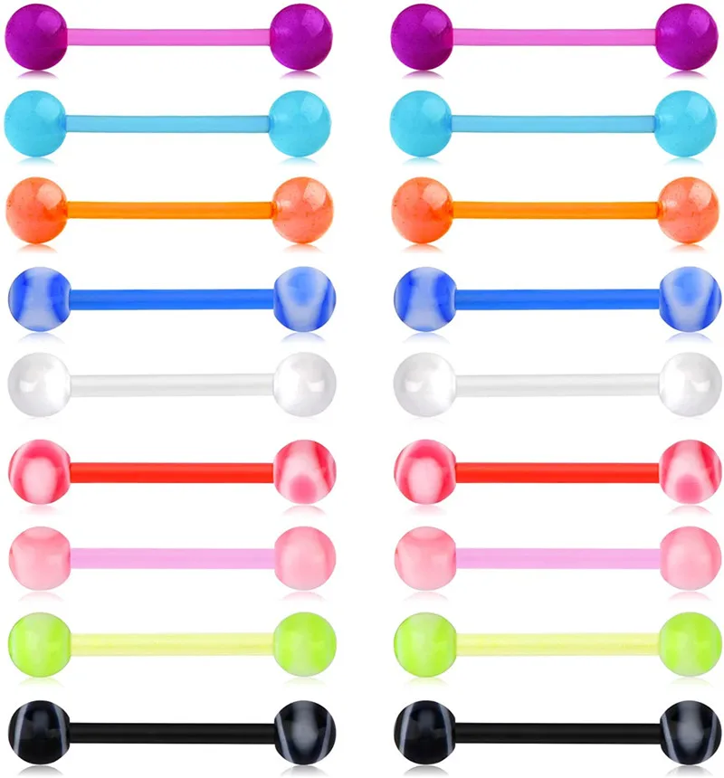 Incaton 14G 5 Pairs Nipple Rings Tongue Ring Surgical Steel Nipplerings Retainer Piercing Women Silver Straight Barbells 12mm-18mm