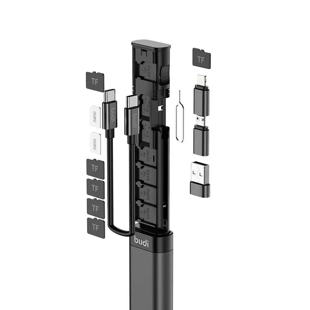 Budi 9 in 1 cavo dati multifunzione Stick di conversione testa di conversione scatola USB portatile caricatore da 65W per Huawei Xiaomi Apple