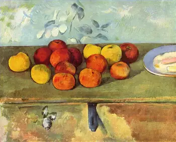 

2 Hand Painted Art Paintings by College Teachers - Apples and Biscuits Paul Cézanne still life French - Oil Painting on Canvas