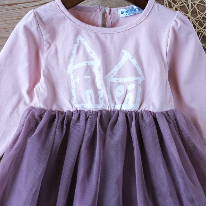 Коллекция года, весенне-осеннее платье принцессы для девочек хлопковые платья для детей, детское платье с цветочным принтом платья с длинными рукавами для девочек