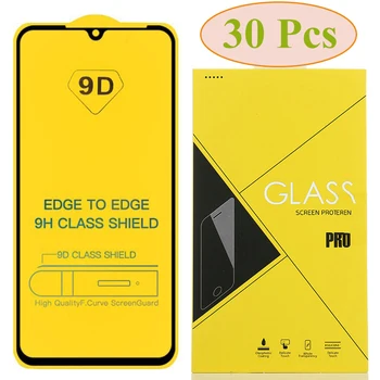 

30pcs 9D Tempered Glass For Xiaomi Mi 9 Lite 9T Pro SE 9X CC9 E X2 Mix 3 A3 PLAY Full Glue Screen Protector With Yellow Box