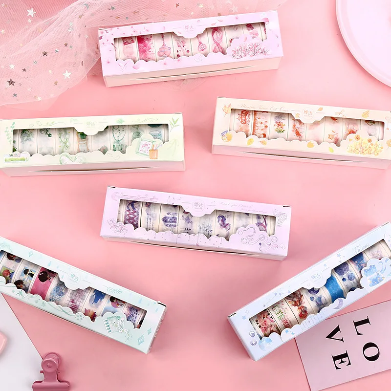 

10 шт / комплект скотч декоративный завод скотч Kawaii декоративный скотч созидательный клейкая лента скотчи декоративные декоративные скотчи канцелярские товары washi tape цветной скотч декоративная лента скоч