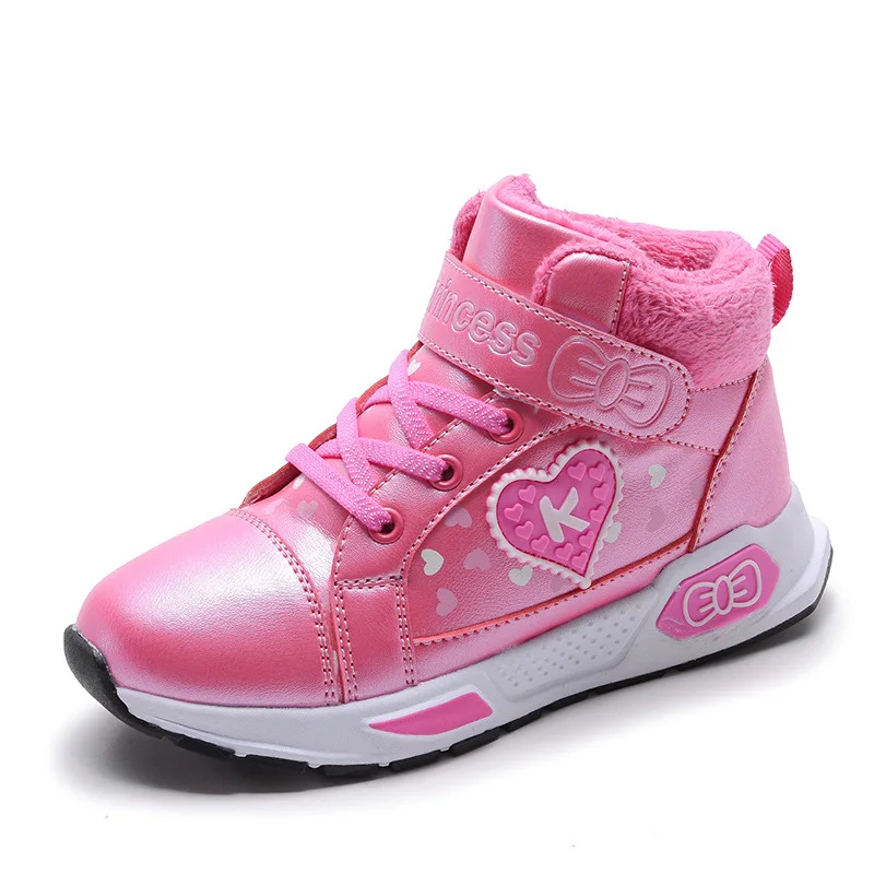 Girls'Cotton Shoes In Autumn And Winter New Thickened And Fleetened Warm Winter Shoes - Цвет: Розовый
