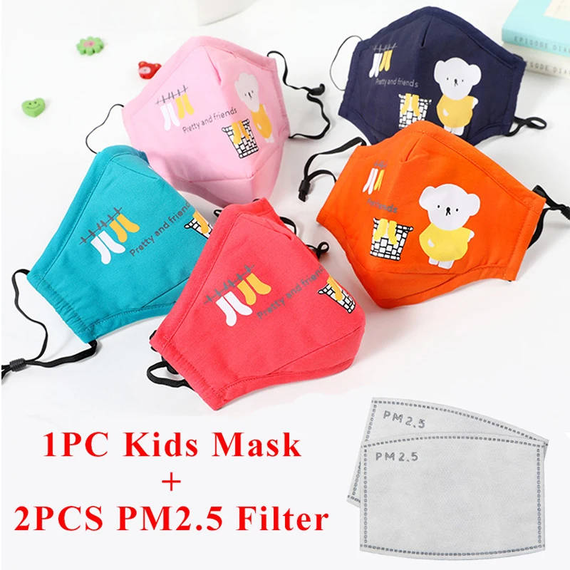 

Kids Anti Pollution PM2.5 Cotton Cartoon Mouth Mask with 2PCS Filter Papers Cute Children Anti-Dust Mask