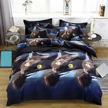

New 1.5*2m/2*2.3m/2.2*2.4m 3D Cat Printed Duvet Cover Bed Sheet 2PCS Pillowcase Bedding Set Bedclothes Decor Kids bedding set si