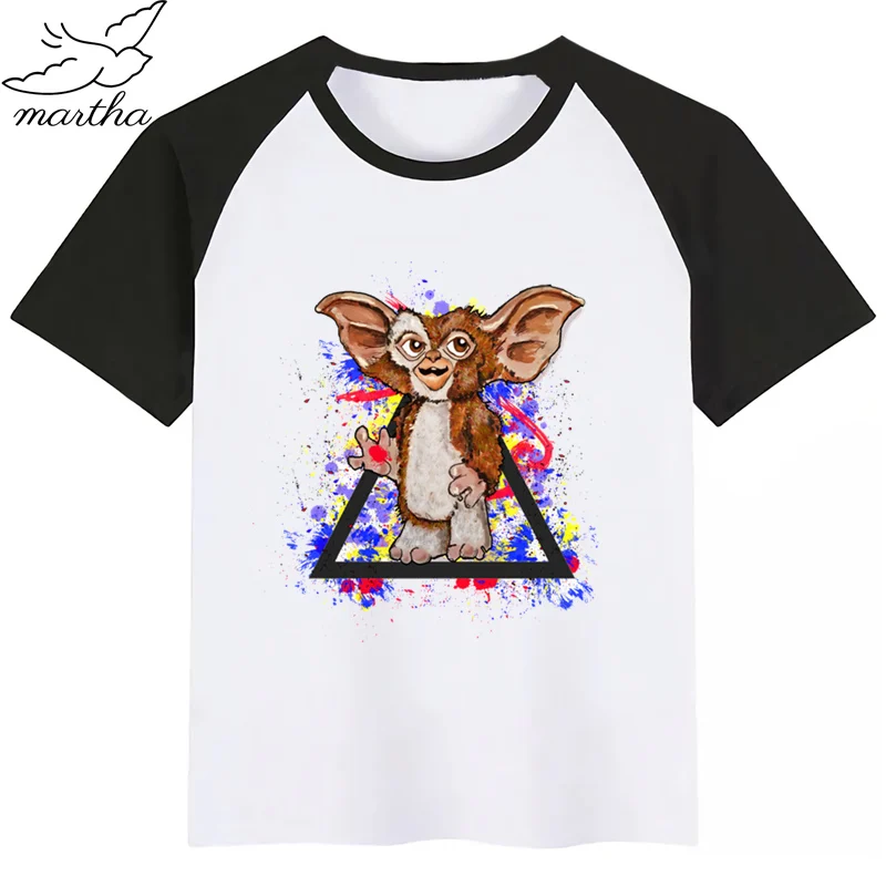 Gremlins Gizmo/Детская футболка с принтом забавная мультипликационная кавай-девочка, Топ Harajuku, белая футболка с круглым вырезом и короткими рукавами для мальчиков Новое поступление