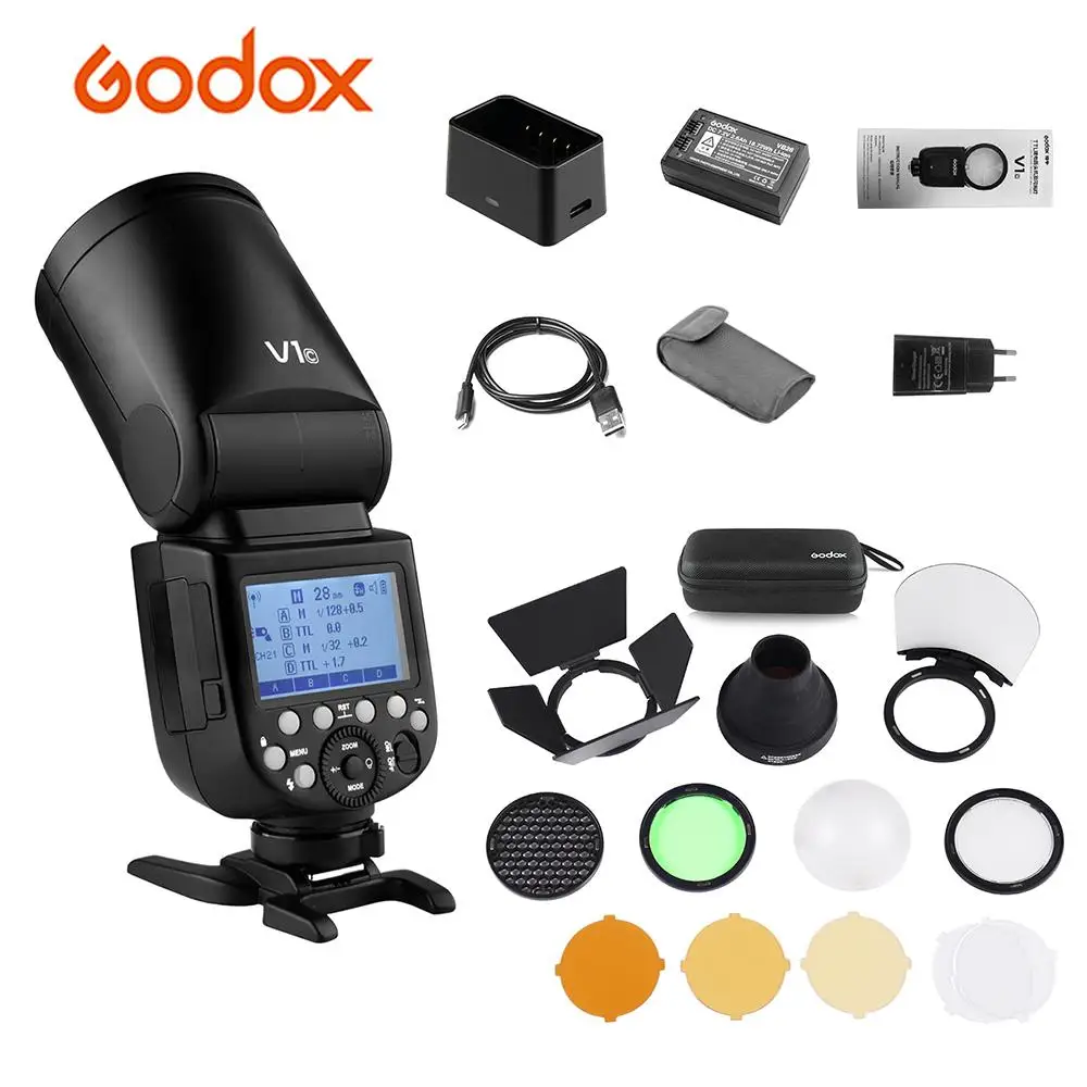 Godox V1C профессиональная вспышка камеры Speedlite AK-R1 карманный фонарик аксессуары комплект для Canon EOS 1500D 3000D свадебная студия