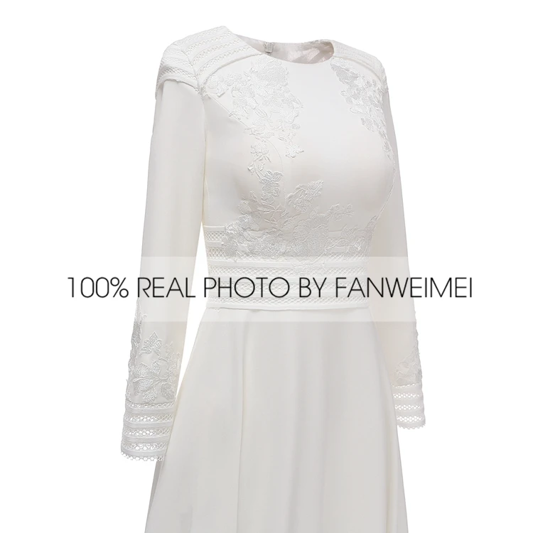 Реальное фото внутри простое атласное свадебное платье с длинным рукавом свадебное платье невесты на заказ