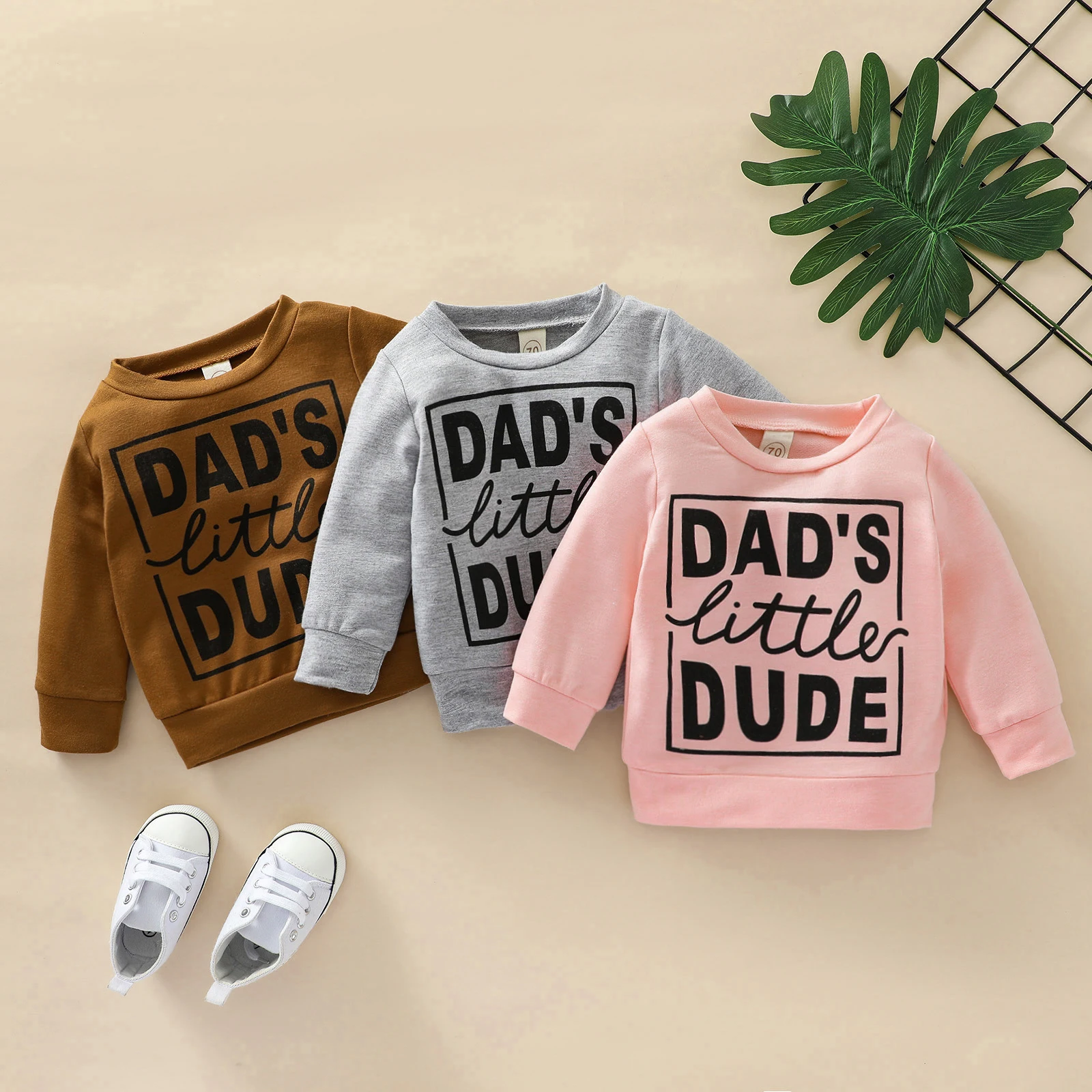 FOCUSNORM 3 Colors Newborn Baby Boys Girls Causal Sweatshirt Tops Letter Printed Long Sleeve Pullover Outwear