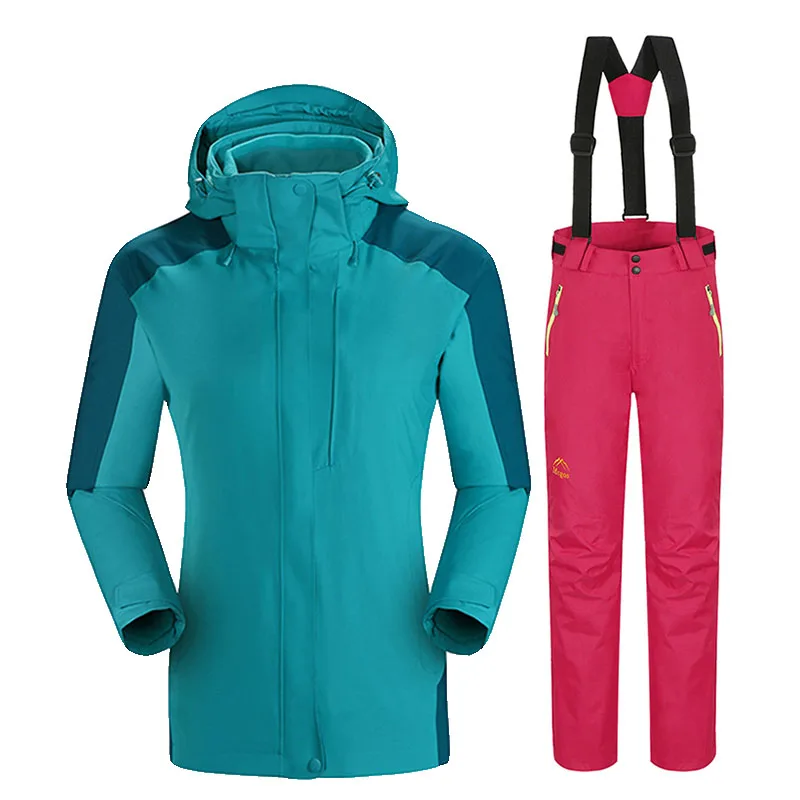 Новые лыжные куртки и брюки Женские ветрозащитные водонепроницаемые зимние теплые лыжный костюм, для спорта на открытом воздухе спортивные походные куртки лыжные сноубордические наборы