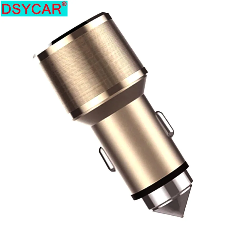 

DSYCAR 1Pcs Fast Charging Car Charger Dual USB Port Metal Mobile Phone Chargers for All Devices IOS Android Smart Phones Tablets