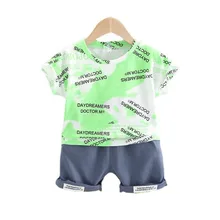 T shirt et short en coton pour bébés filles et garçons, vêtements de sport pour enfants en bas âge, à la mode, 2 pièces/ensembles