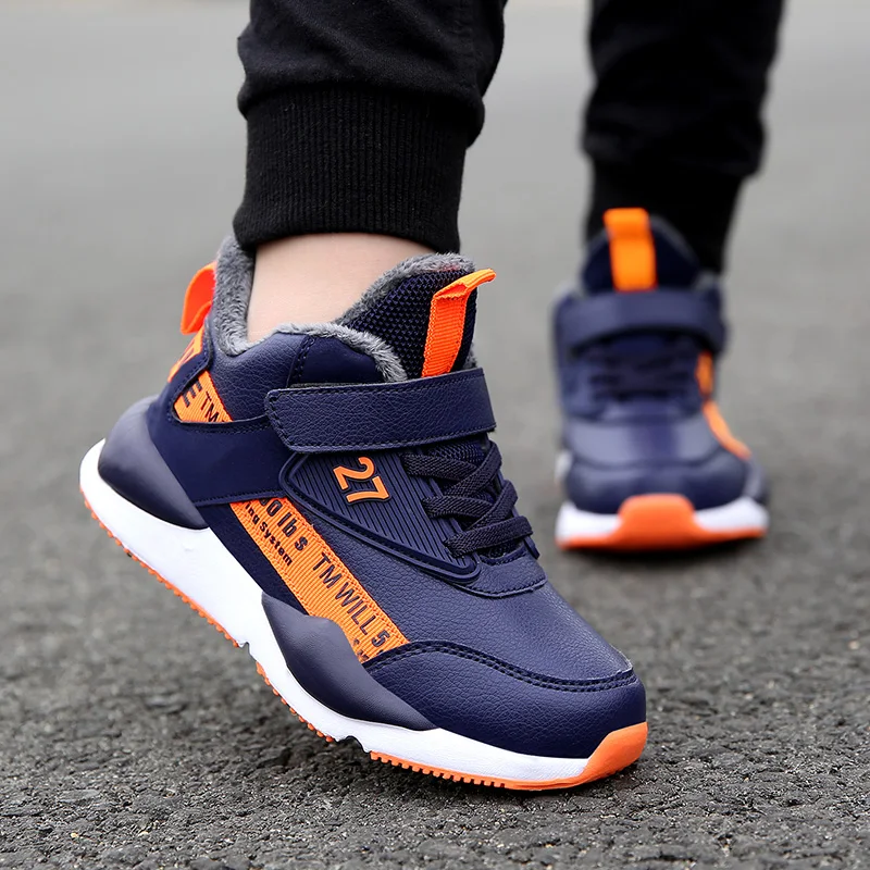 Children's shoes autumn and winter autumn boys and girls plus velvet thick warm outdoor sports shoes men 1819