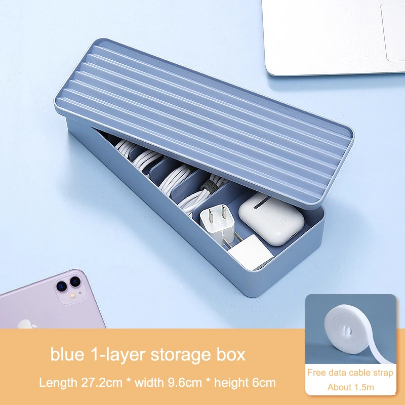 Cable Storage Box colour Plastic Data Line Storage Container for Desk Stationery Multifunctional headset Data charging line plastic storage bins Storage Boxes & Bins