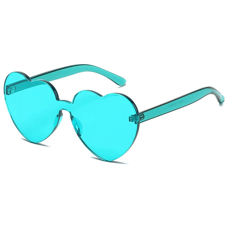 MAXJULI Herzförmige übergroße Sonnenbrille für Frauen, durchscheinende randlose Sonnenbrille für Damen, klare Bonbonfarbe, UV-Schutz_voghion.com