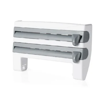 

Wall Mounted Roll Dispenser Kitchen Fresh Keeping Film Storage Rack with Belt Cutter --M25