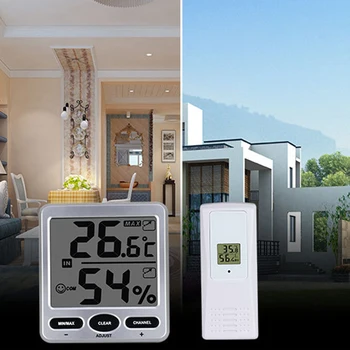 

Hygrometer Thermometer Digital LCD Thermometer Indoor Outdoor Wireless Sensor Temperature Humidity Monitor Remote Control