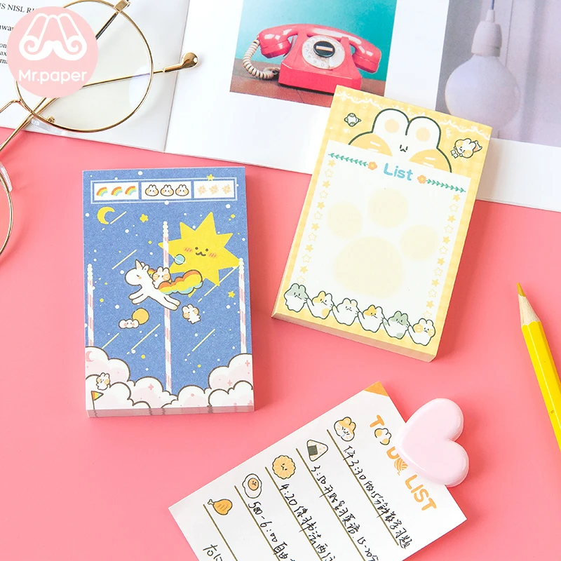 Mr paper, 100 шт./лот, Kawaii, Мультяшные меатерболы, вкладыш, блокноты для заметок, милый котенок, школьные, офисные принадлежности, записные точки, блокноты