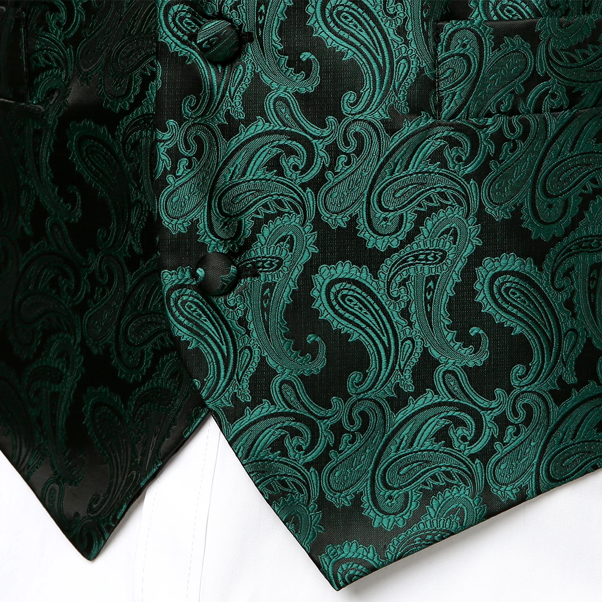 Зеленые с Пейсли мужские s жилет набор Slim Fit Повседневный жилет для мужчин(жилет+ галстук+ карман) 3 шт. классический жаккардовый свадебный жилет мужской костюм жилет