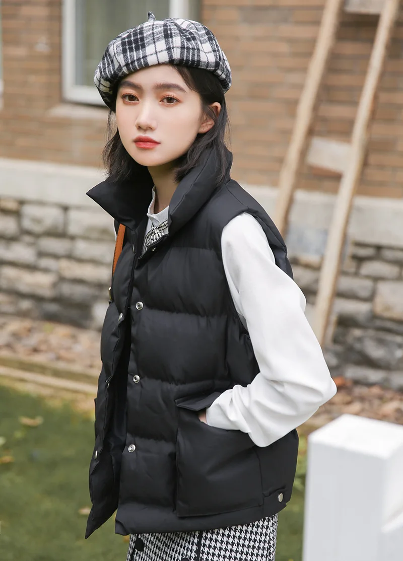 

Photo Shoot Video 2018 Autumn And Winter Loose Warm down Coat down Vest Versatile Sleeveless Vest Women's-6646
